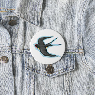 Badge Rond 7,6 Cm Hirondelle en vol