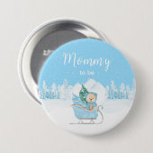 Badge Rond 7,6 Cm Hiver Ours Bleu Dormir Maman À Être (Devant & derrière)