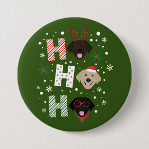 Badge Rond 7,6 Cm Ho Ho Labrador Retriever Joyeux Noël