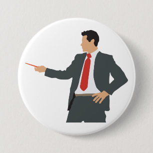 Badge Rond 7,6 Cm Homme d'affaires professionnel en costume avec poi