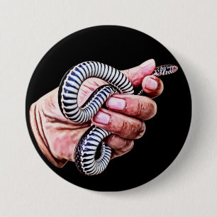 Badge Rond 7,6 Cm homme main tenant bébé serpent reptiles art
