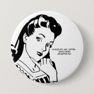 Badge Rond 7,6 Cm Hommes et café riches de chocolat de rétro femme