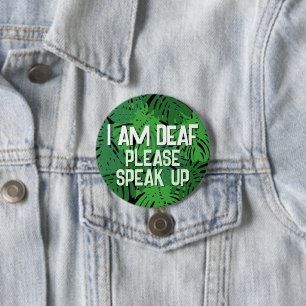 Badge Rond 7,6 Cm Hommes Tropical Green Palm Feuilles Je Suis Sourd