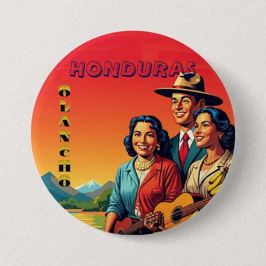 Badge Rond 7,6 Cm  Honduras OLANCHO Retro poster (Devant)