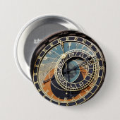 Badge Rond 7,6 Cm Horloge Astronomique À Prague (Devant & derrière)