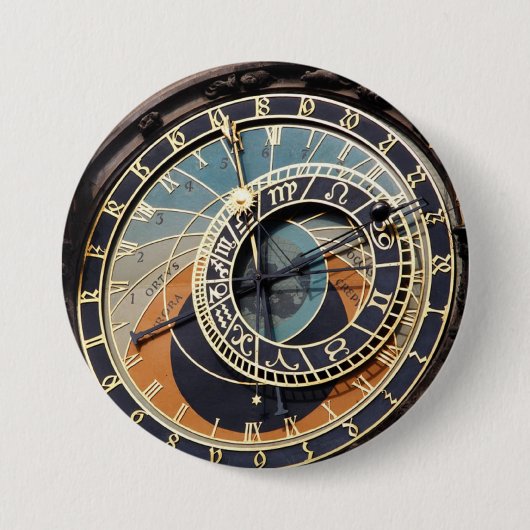 Badge Rond 7,6 Cm Horloge Astronomique À Prague (Devant)