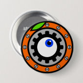 Badge Rond 7,6 Cm Horloge orange (Devant & derrière)