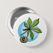 Badge Rond 7,6 Cm Horse Chestnut Leaf and Conker (Devant & derrière)