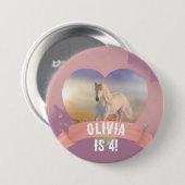 Badge Rond 7,6 Cm Horse fête d'anniversaire (Devant & derrière)