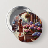 Badge Rond 7,6 Cm hortensia (Devant & derrière)