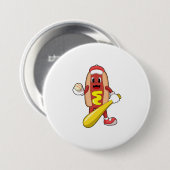 Badge Rond 7,6 Cm Hot dog at baseball with baseball (Devant & derrière)