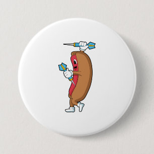 Badge Rond 7,6 Cm Hotdog à Darts avec Dart.PNG