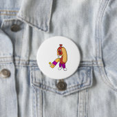 Badge Rond 7,6 Cm Hotdog au cricket avec batte de cricket (En situation)