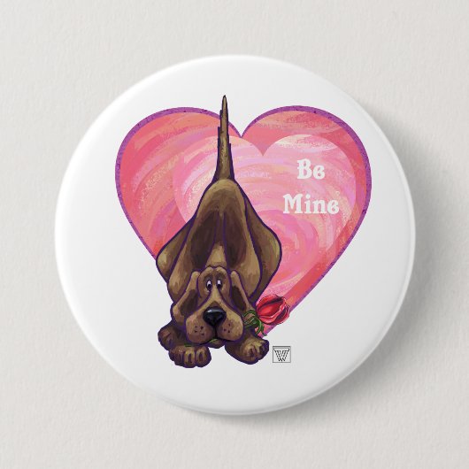 Badge Rond 7,6 Cm Hound Dog Valentine's Day (Devant)