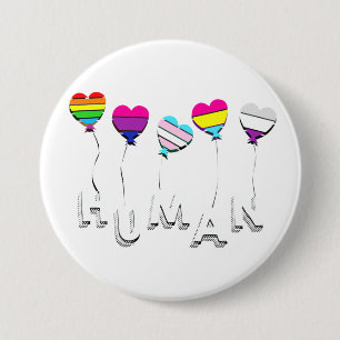 Badge Rond 7,6 Cm Humain - Lesbienne Gay Bisexuel Transgenre Pansexu