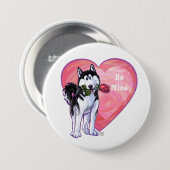 Badge Rond 7,6 Cm Husky Valentine's Day (Devant & derrière)