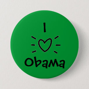 BADGE ROND 7,6 CM I "COEUR" OBAMA !