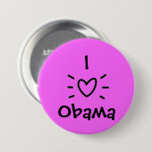 BADGE ROND 7,6 CM I "COEUR" OBAMA ! (Devant & derrière)