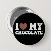 Badge Rond 7,6 Cm I Love Chocolate Funny Chocolate Lover (Devant & derrière)
