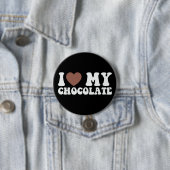Badge Rond 7,6 Cm I Love Chocolate Funny Chocolate Lover (En situation)