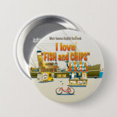 Badge Rond 7,6 Cm I love FISH & CHIPS (Devant & derrière)