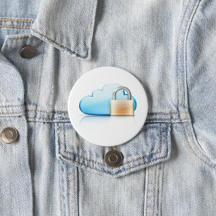Badge Rond 7,6 Cm Icône de stockage cloud sécurisé avec cadenas