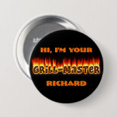 Badge Rond 7,6 Cm ID du maître du grill (Devant & derrière)