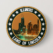 Badge Rond 7,6 Cm Illinois (Devant)