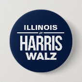 Badge Rond 7,6 Cm Illinois pour Harris Walz (Devant)