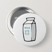 Badge Rond 7,6 Cm Illustration Carton de lait de vache laitière cuit (Devant & derrière)
