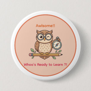 Badge Rond 7,6 Cm Illustration de chouette mignonne clignant des yeu
