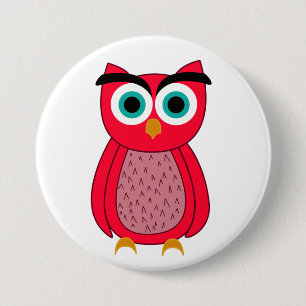 Badge Rond 7,6 Cm Illustration de chouette rose mignonne