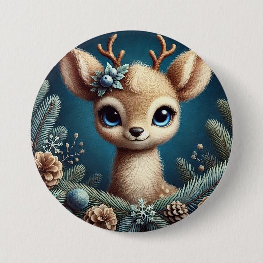 Badge Rond 7,6 Cm Illustration de faon mignon (Devant)