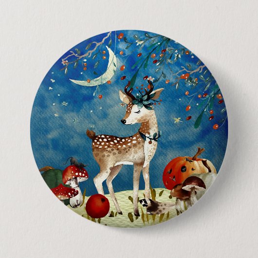 Badge Rond 7,6 Cm Illustration de forêt de cerfs communs d'amis de (Devant)