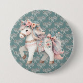 Badge Rond 7,6 Cm Illustration de l'Imaginaire Floral Pastel Horse (Devant)