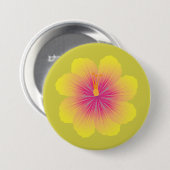 Badge Rond 7,6 Cm Illustration d'hibiscus jaune (Devant & derrière)