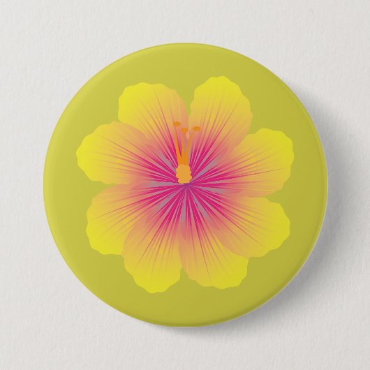 Badge Rond 7,6 Cm Illustration d'hibiscus jaune (Devant)