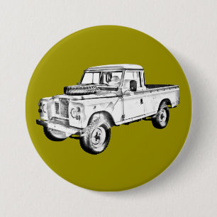 Badge Rond 7,6 Cm Illustration d'un pick-up Land Rover de 1971