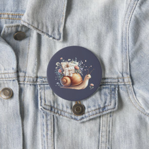 Badge Rond 7,6 Cm Illustration Floral Pastel du mignon Snail Mail