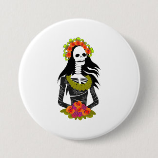 Badge Rond 7,6 Cm Illustré La Catarina pour le jour des morts
