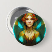 Badge Rond 7,6 Cm Imaginaire Art Nouveau Lumière (Devant & derrière)