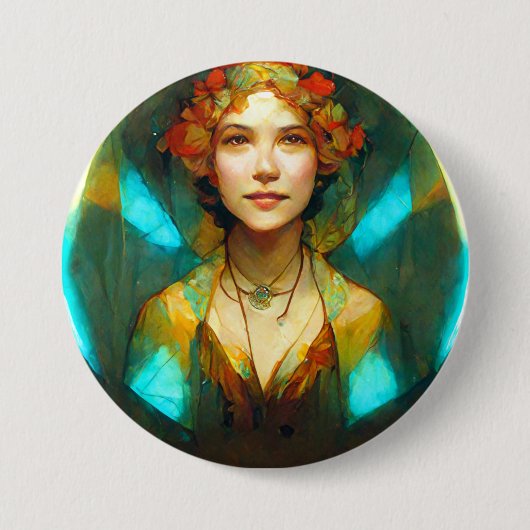 Badge Rond 7,6 Cm Imaginaire Art Nouveau Lumière (Devant)