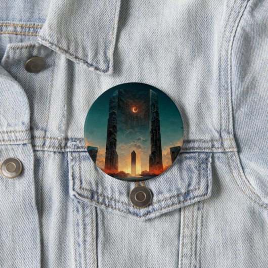 Badge Rond 7,6 Cm Imaginaire Black Gate Sci-Fi Art (En situation)