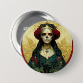 Badge Rond 7,6 Cm Imaginaire foncé Gothique Skull Femme (Devant & derrière)