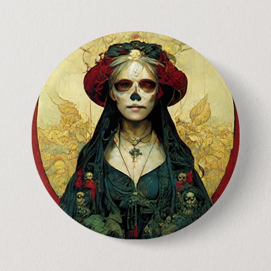 Badge Rond 7,6 Cm Imaginaire foncé Gothique Skull Femme (Devant)