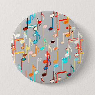 Badge Rond 7,6 Cm Impression musicale - Gris moyen, Multi