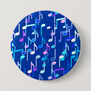 Badge Rond 7,6 Cm Impression musicale - indigo blue, multi