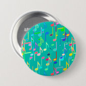 Badge Rond 7,6 Cm Impression musicale - turquoise, multi (Devant & derrière)