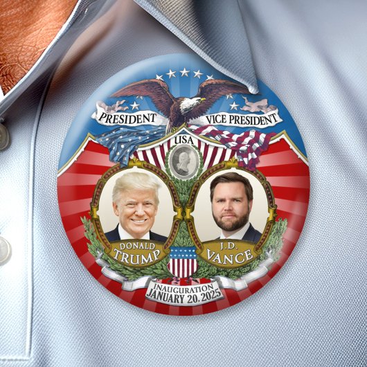 Badge Rond 7,6 Cm Inauguration Victory - Donald Trump JD Vance