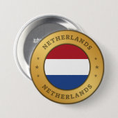 Badge Rond 7,6 Cm Indicateur Pays-Bas (Devant & derrière)
